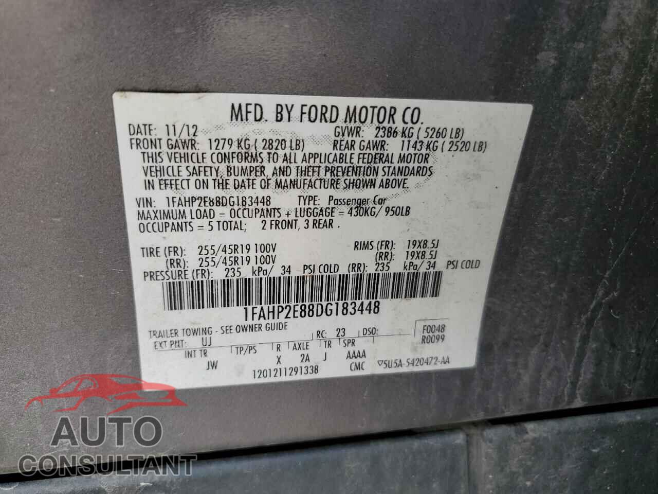 FORD TAURUS 2013 - 1FAHP2E88DG183448