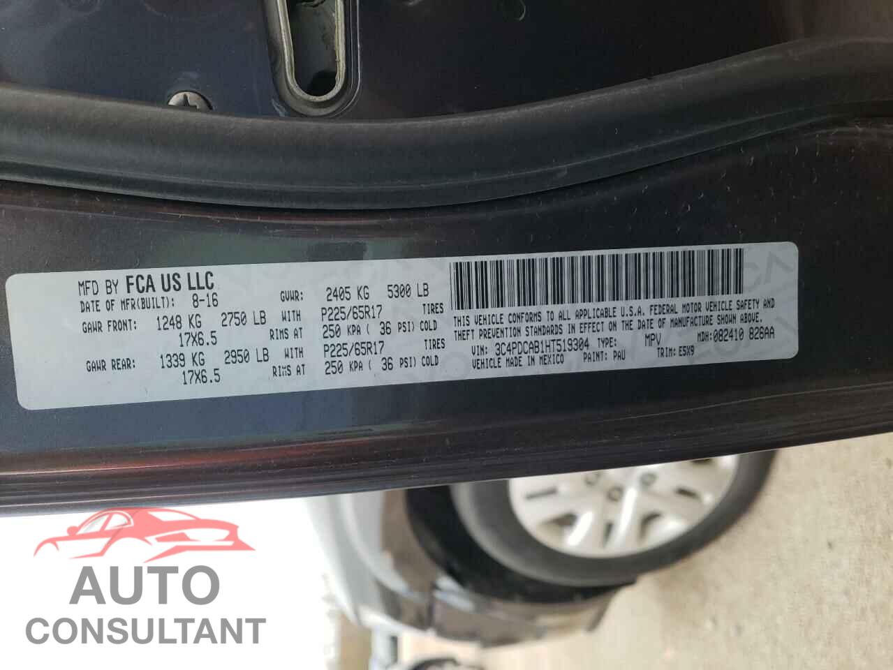 DODGE JOURNEY 2017 - 3C4PDCAB1HT519304