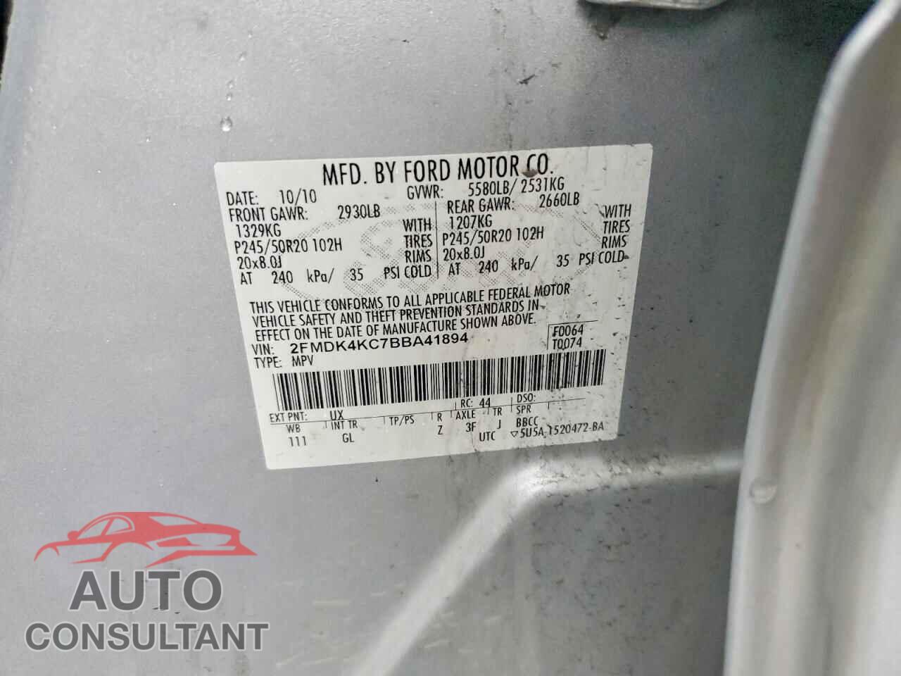 FORD EDGE 2011 - 2FMDK4KC7BBA41894