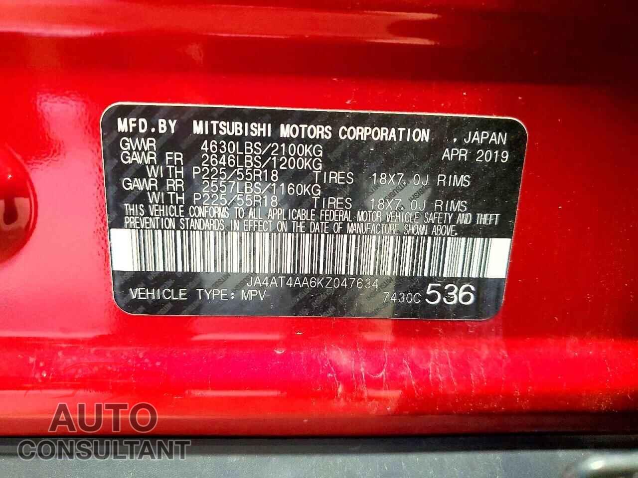 MITSUBISHI ECLIPSE 2019 - JA4AT4AA6KZ047634