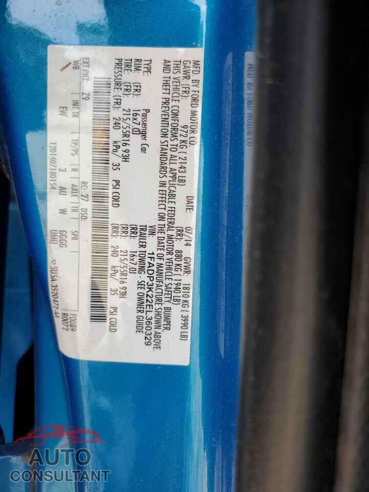 FORD FOCUS 2014 - 1FADP3K22EL360329
