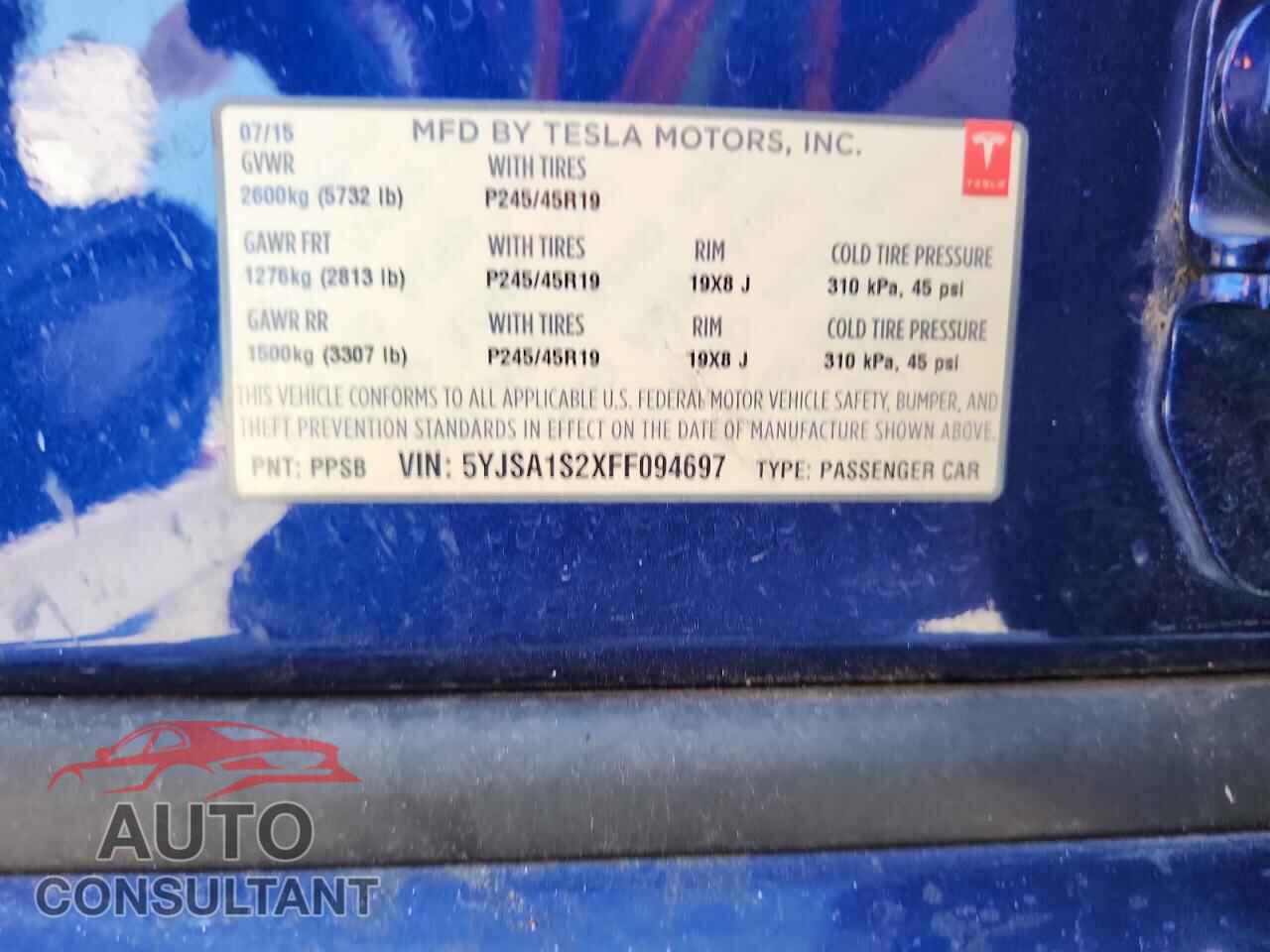 TESLA MODEL S 2015 - 5YJSA1S2XFF094697