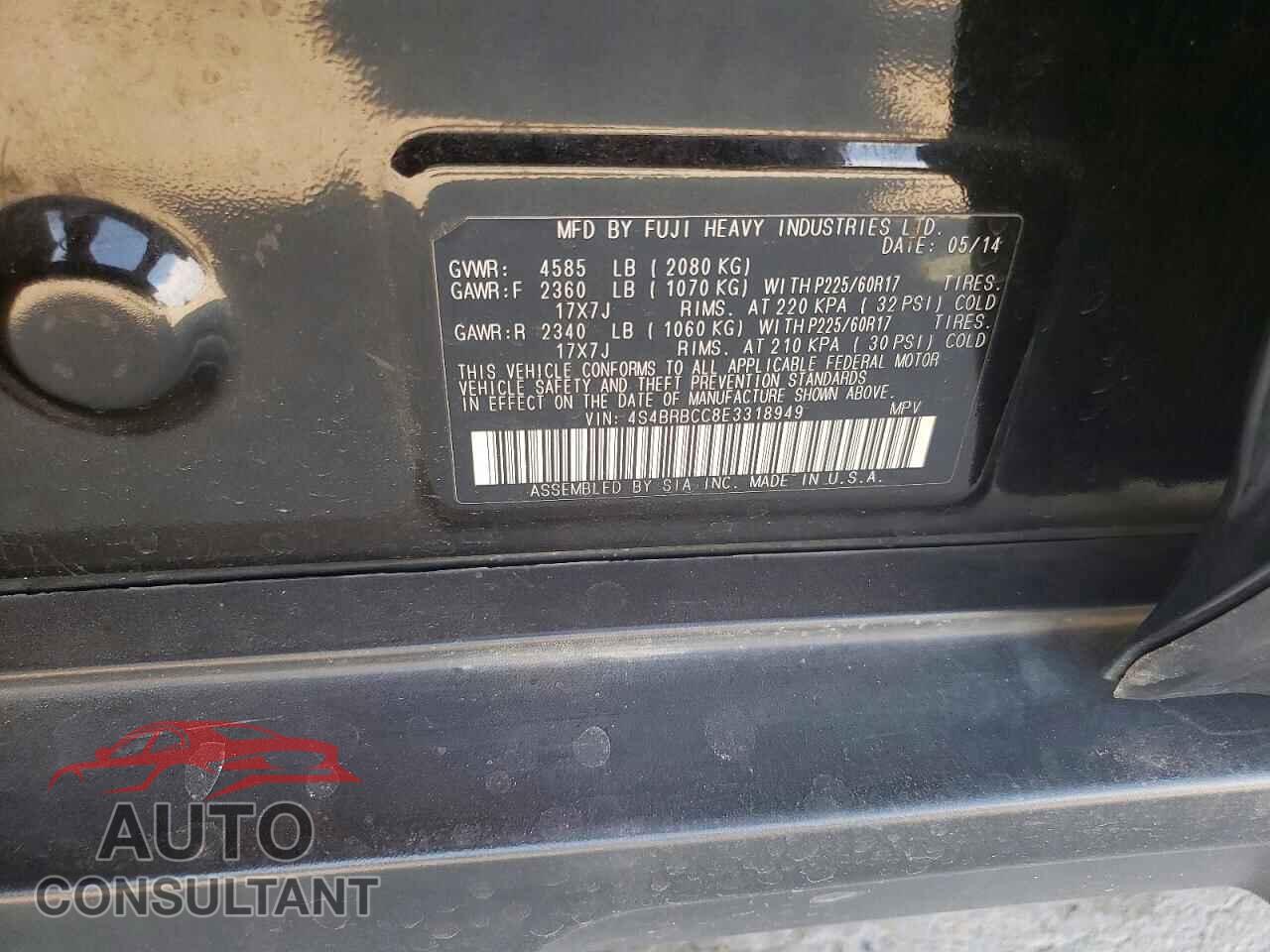 SUBARU OUTBACK 2014 - 4S4BRBCC8E3318949