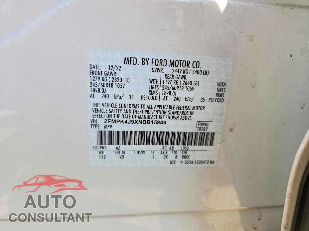 FORD EDGE 2022 - 2FMPK4J9XNBB15946