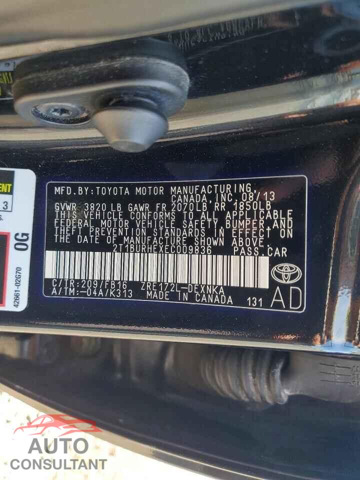 TOYOTA COROLLA 2014 - 2T1BURHEXEC009836
