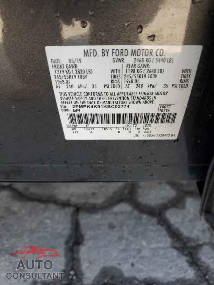 FORD EDGE 2019 - 2FMPK4K91KBC02774