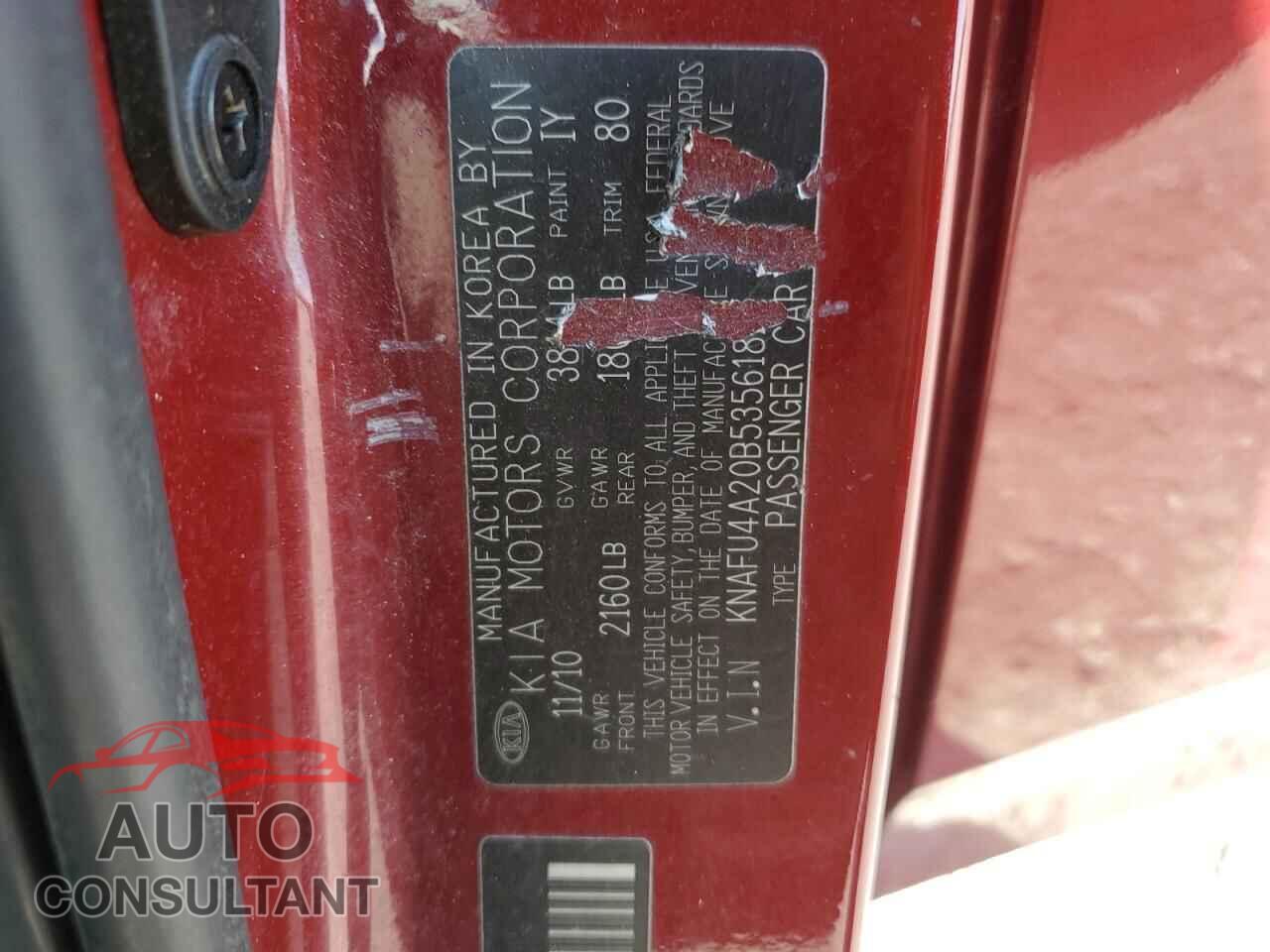 KIA FORTE 2011 - KNAFU4A20B5356182