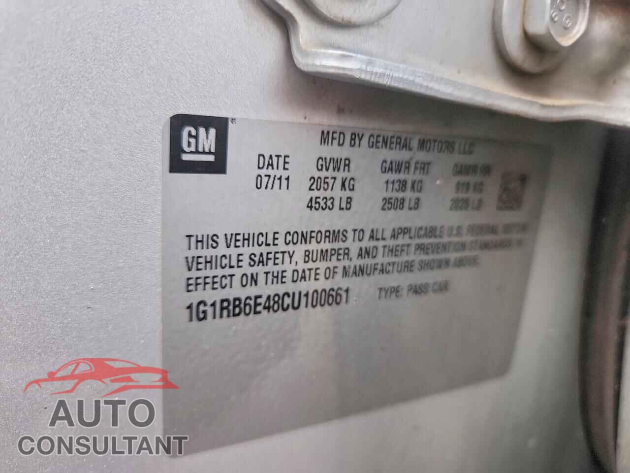 CHEVROLET VOLT 2012 - 1G1RB6E48CU100661