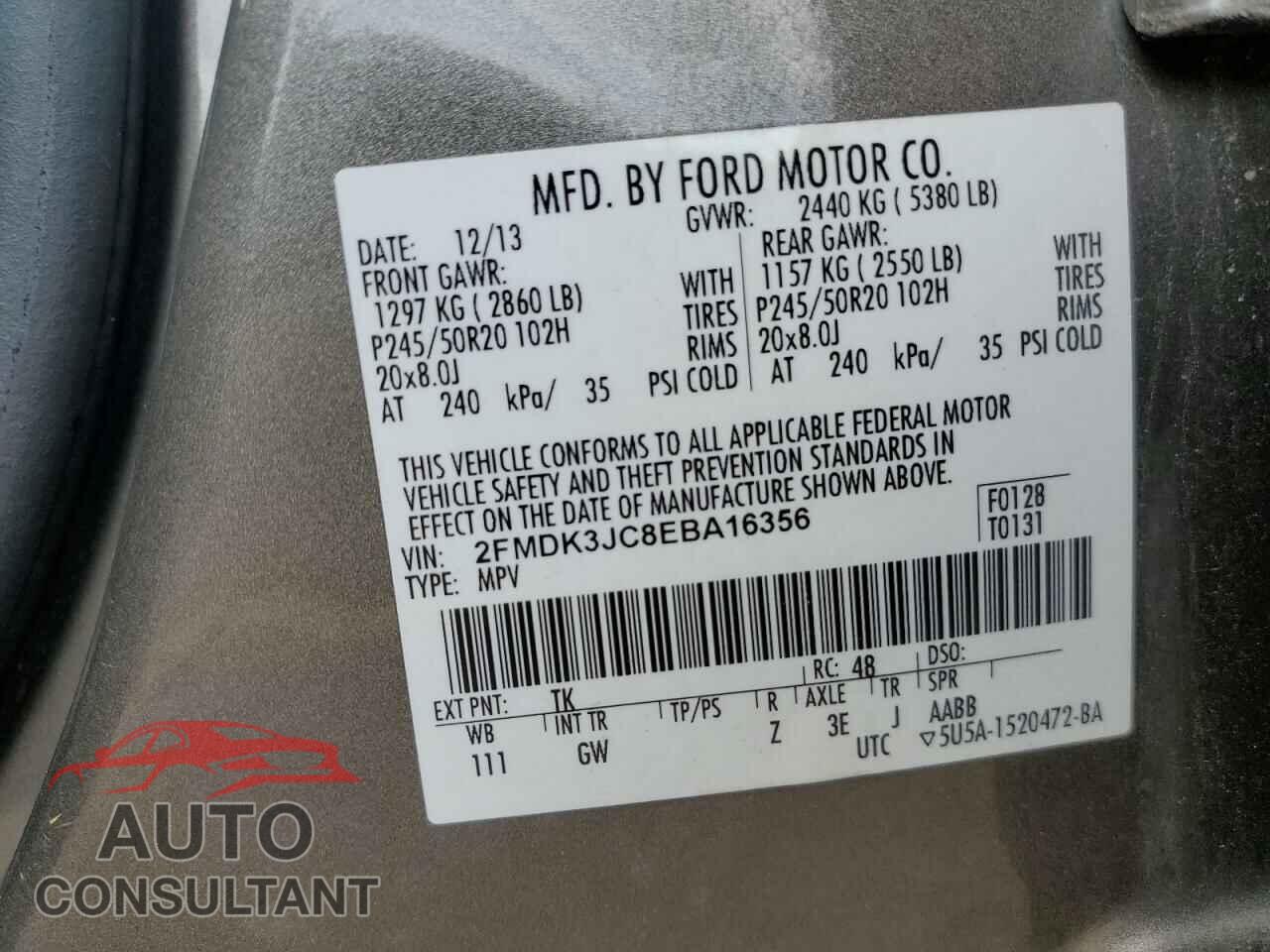 FORD EDGE 2014 - 2FMDK3JC8EBA16356
