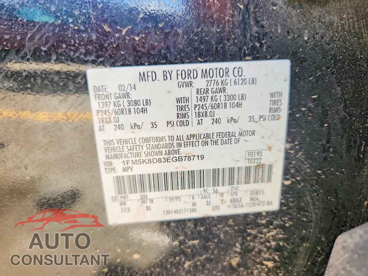 FORD EXPLORER 2014 - 1FM5K8D83EGB78719