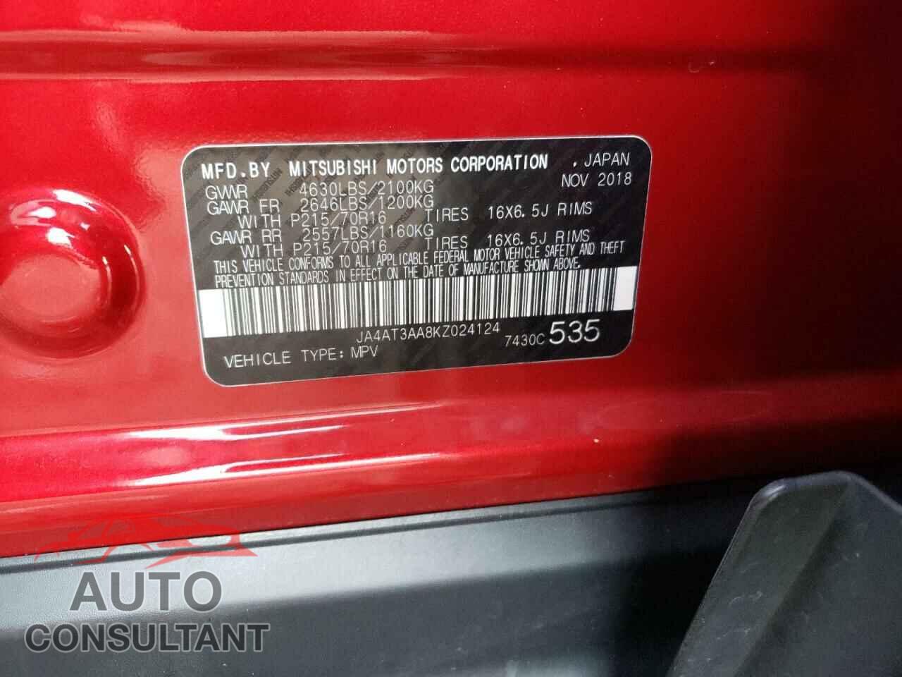 MITSUBISHI ECLIPSE 2019 - JA4AT3AA8KZ024124