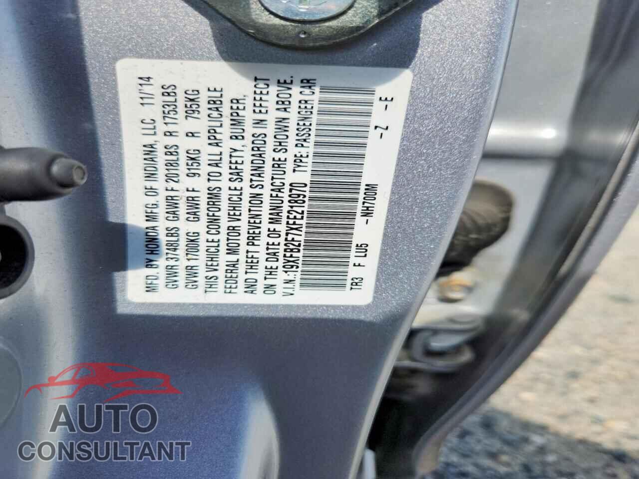 HONDA CIVIC 2015 - 19XFB2F7XFE218970