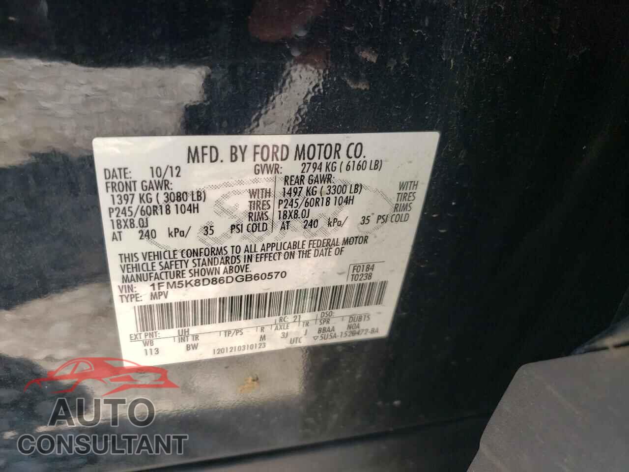 FORD EXPLORER 2013 - 1FM5K8D86DGB60570