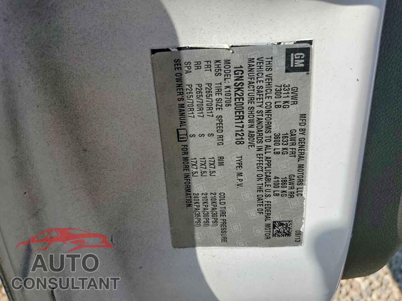 CHEVROLET TAHOE 2014 - 2GCEC19V351180264