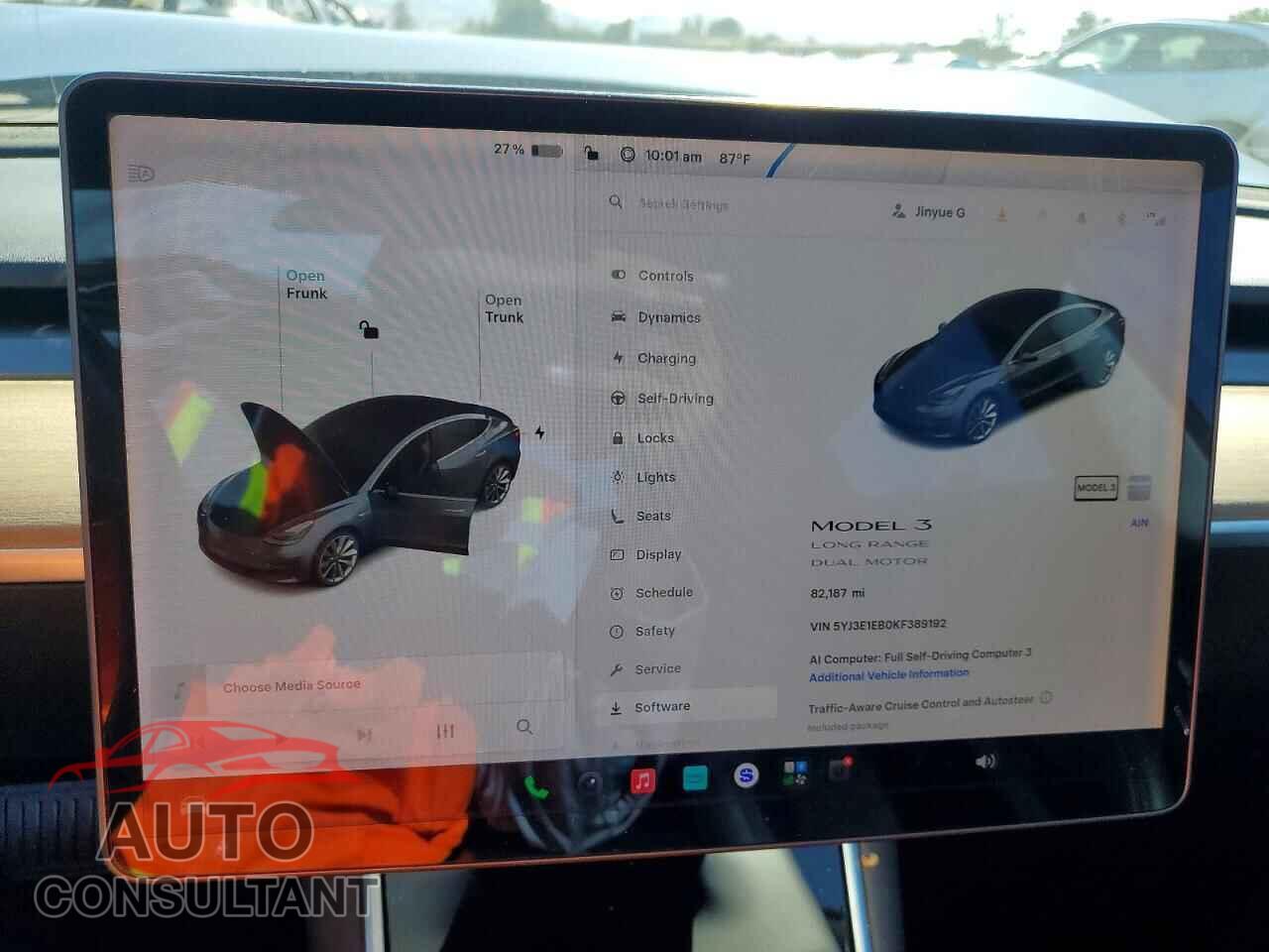 TESLA MODEL 3 2019 - 5YJ3E1EB0KF389192