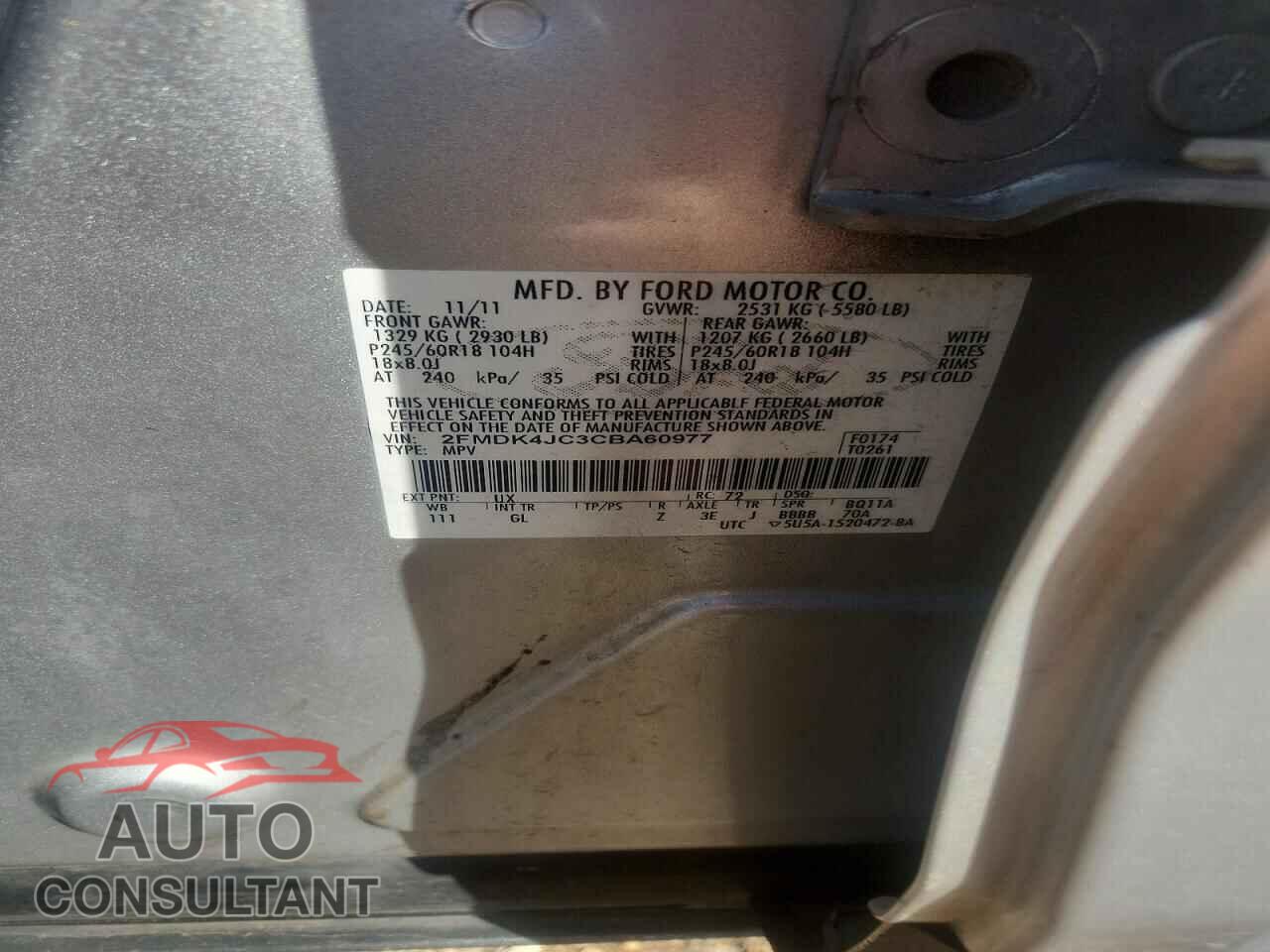 FORD EDGE 2012 - 2FMDK4JC3CBA60977