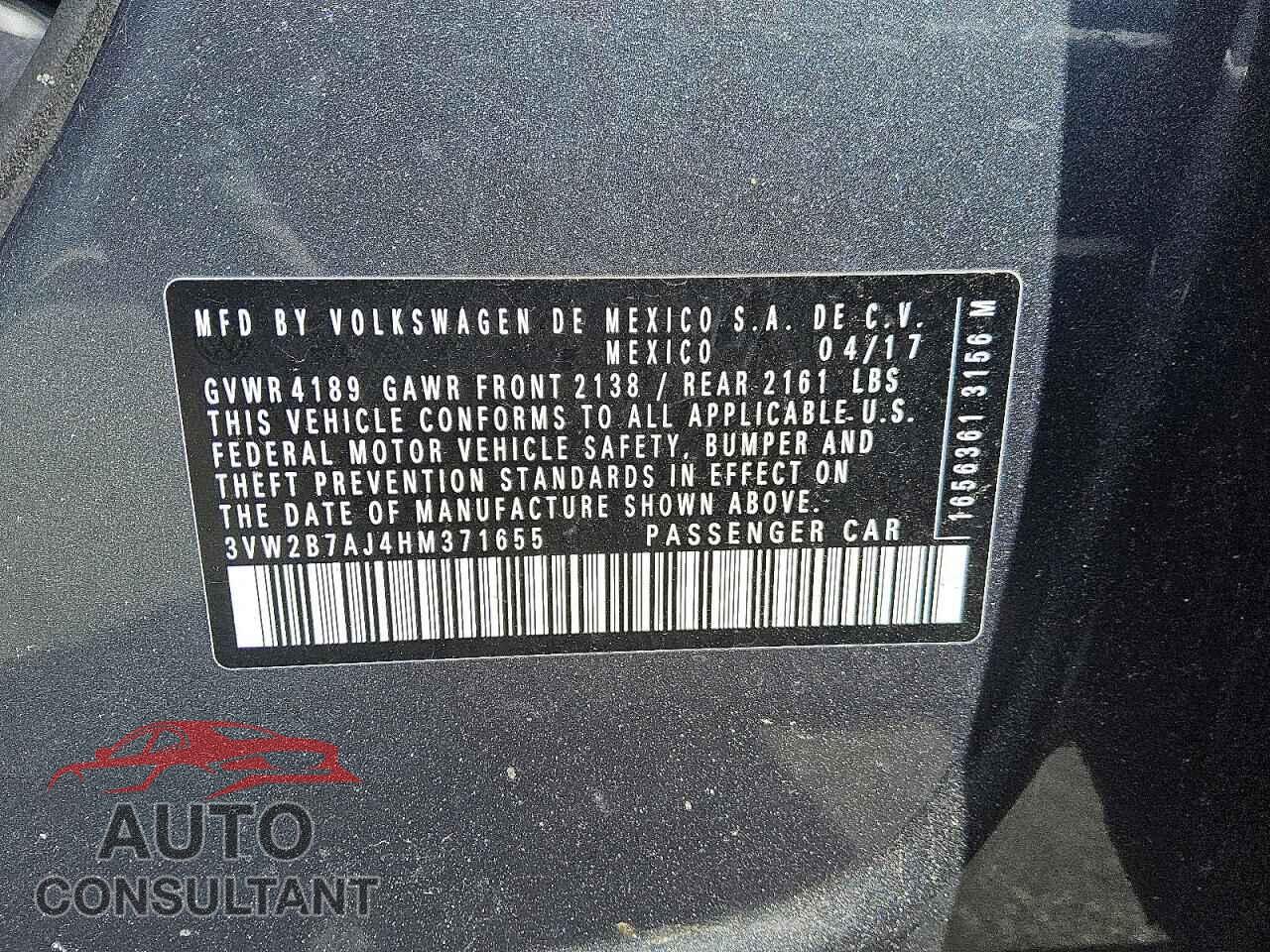 VOLKSWAGEN JETTA 2017 - 3VW2B7AJ4HM371655