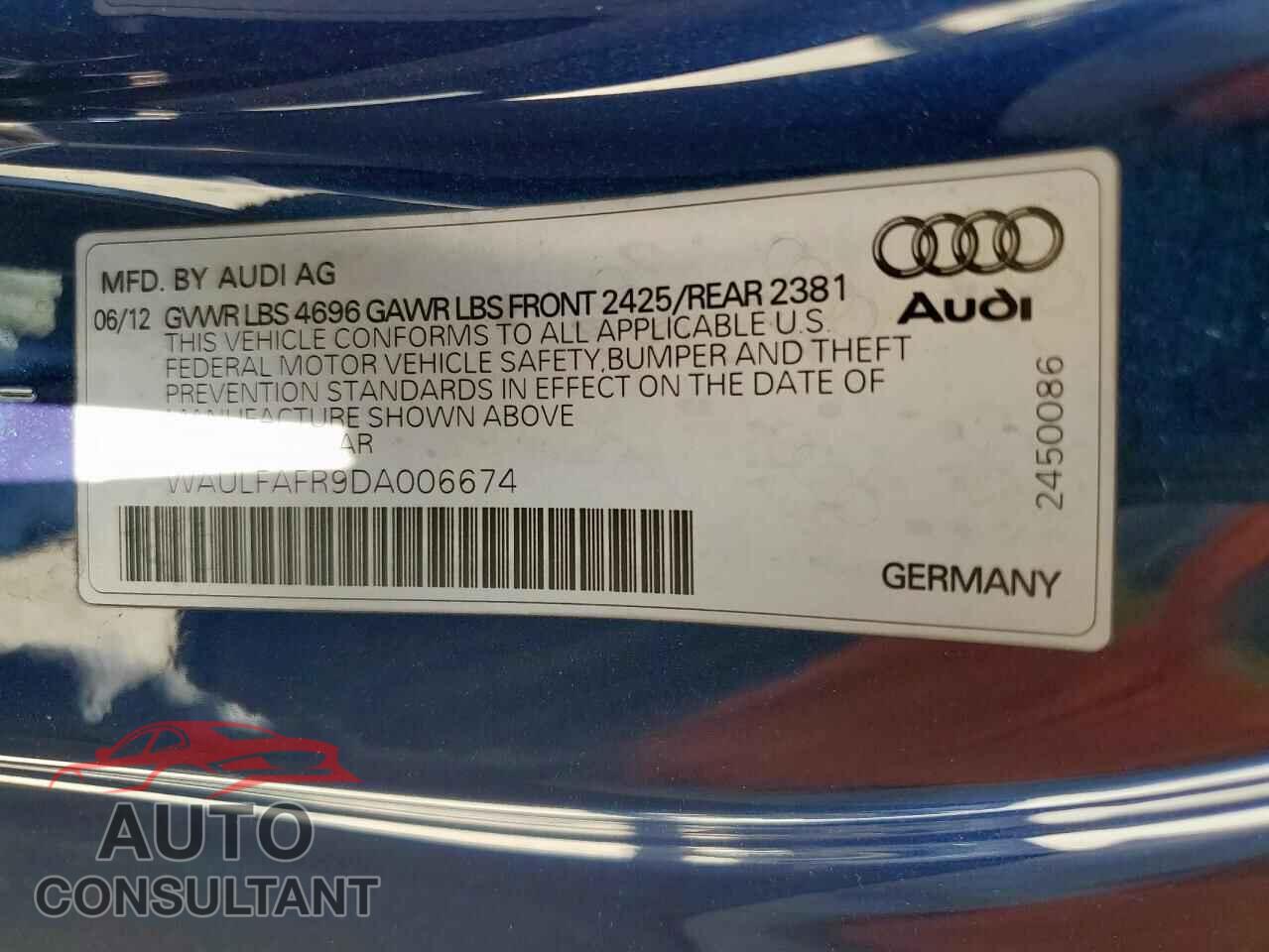 AUDI A5 2013 - WAULFAFR9DA006674