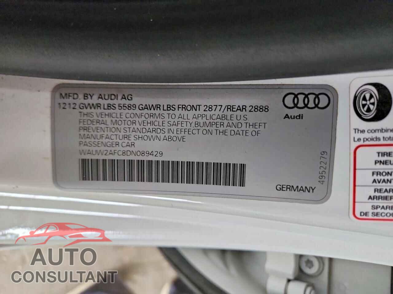 AUDI S7/RS7 2013 - WAUW2AFC8DN089429