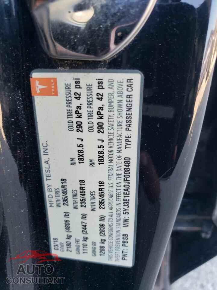 TESLA MODEL 3 2018 - 5YJ3E1EA0JF008480