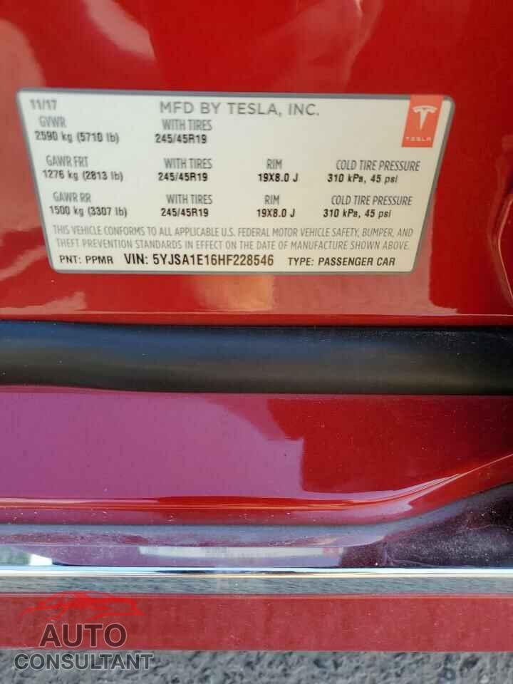 TESLA MODEL S 2017 - 5YJSA1E16HF228546