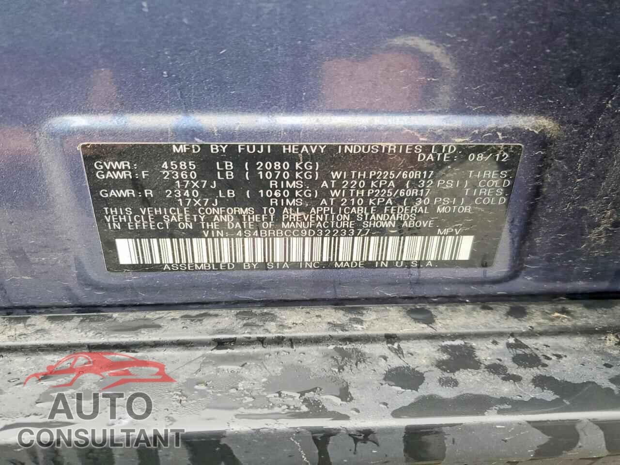 SUBARU OUTBACK 2013 - 4S4BRBCC9D3223377