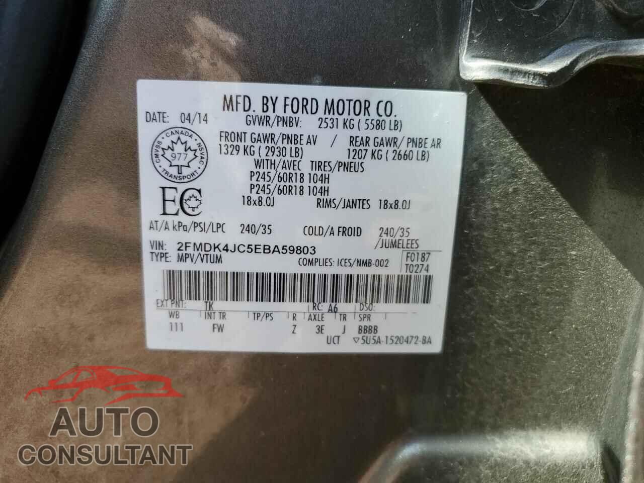 FORD EDGE 2014 - 2FMDK4JC5EBA59803