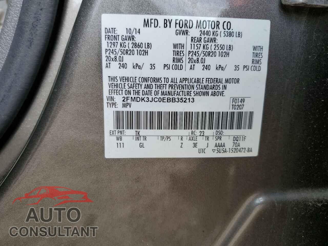 FORD EDGE 2014 - 2FMDK3JC0EBB35213