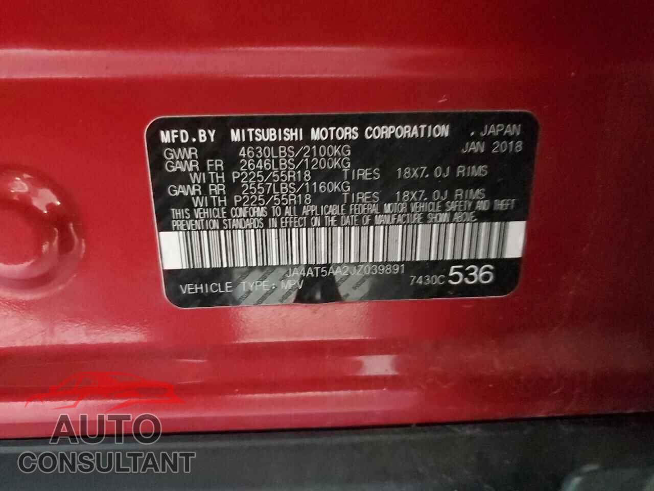 MITSUBISHI ECLIPSE 2018 - JA4AT5AA2JZ039891