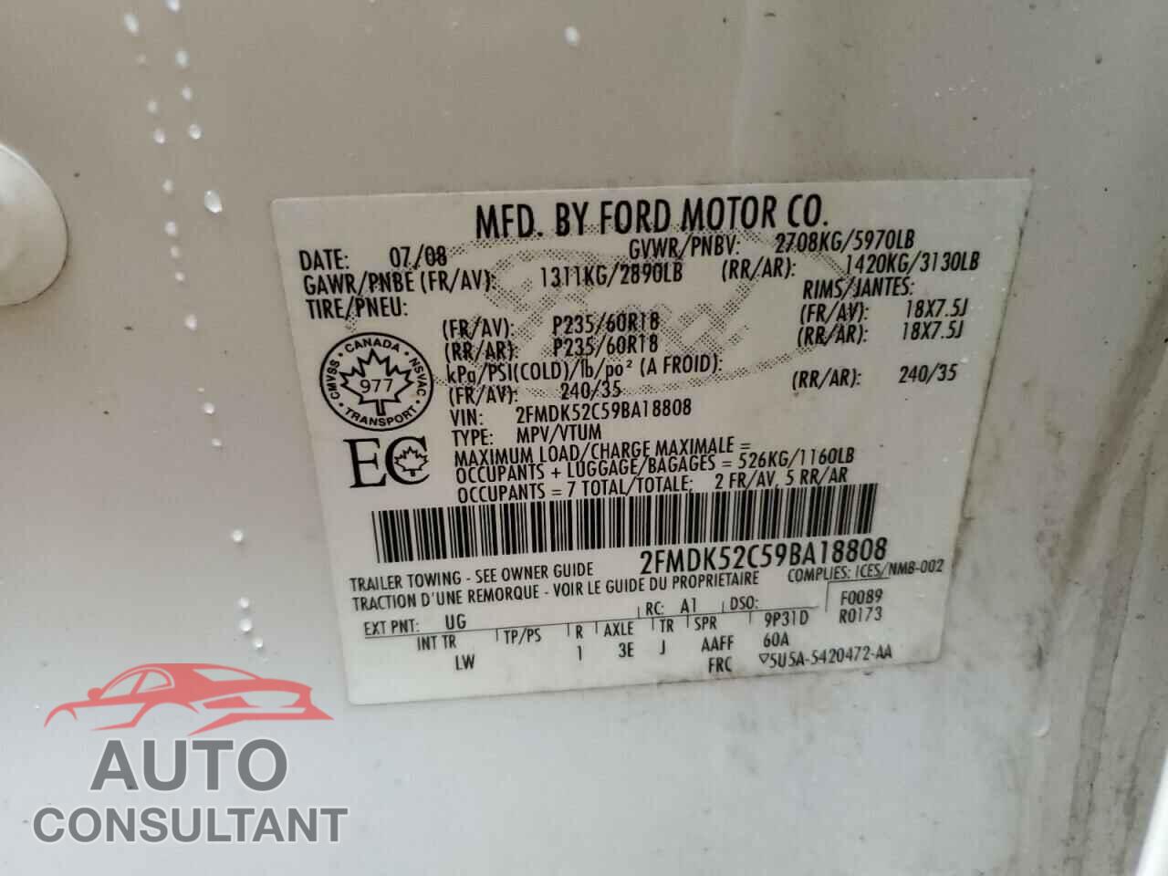 FORD FLEX 2009 - 2FMDK52C59BA18808
