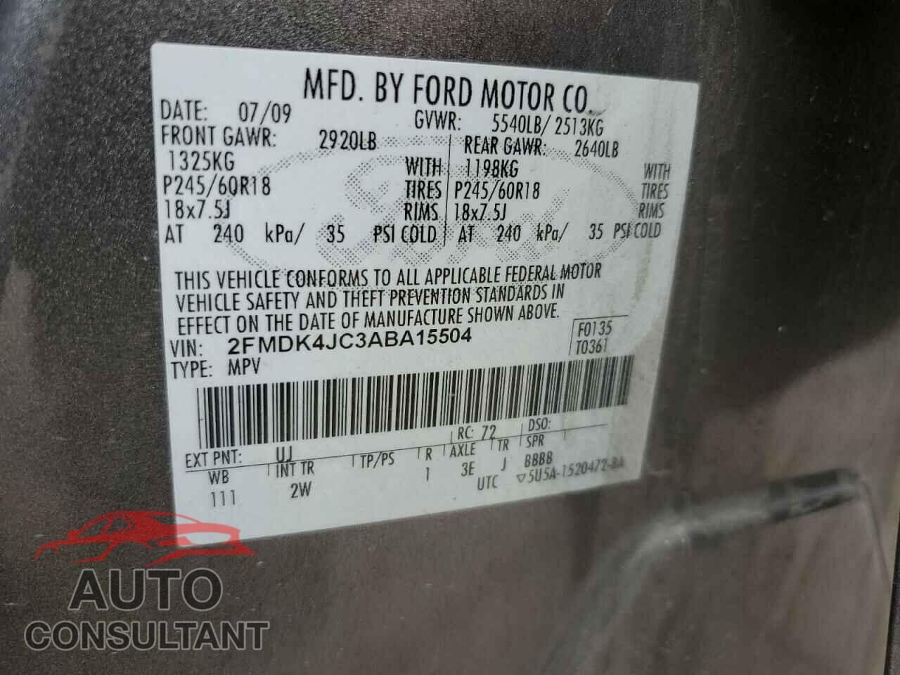 FORD EDGE 2010 - 2FMDK4JC3ABA15504