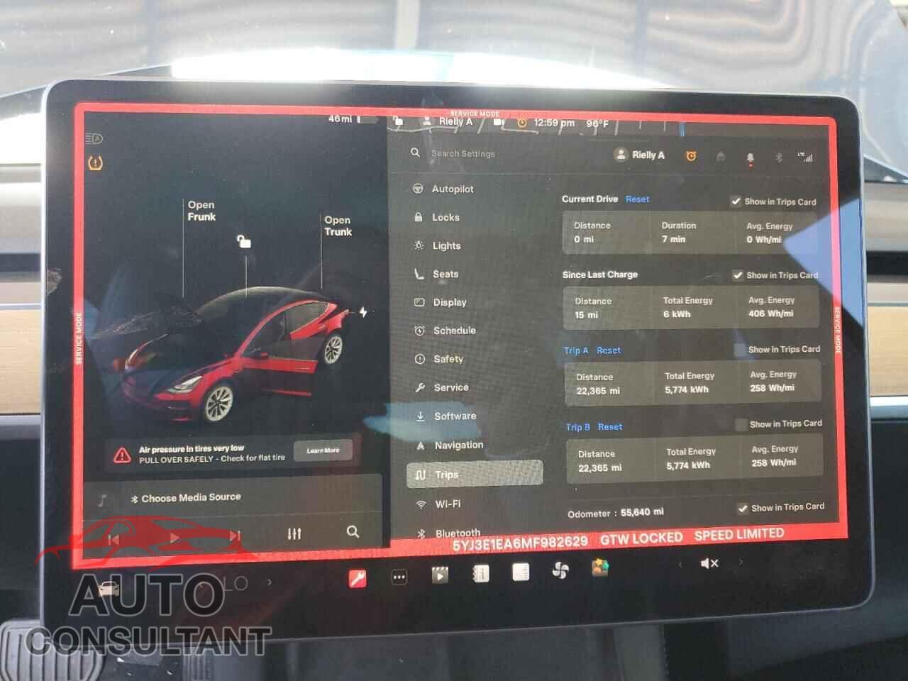 TESLA MODEL 3 2021 - 5YJ3E1EA6MF982629