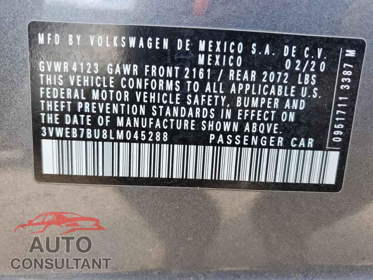 VOLKSWAGEN JETTA 2020 - 3VWEB7BU8LM045288