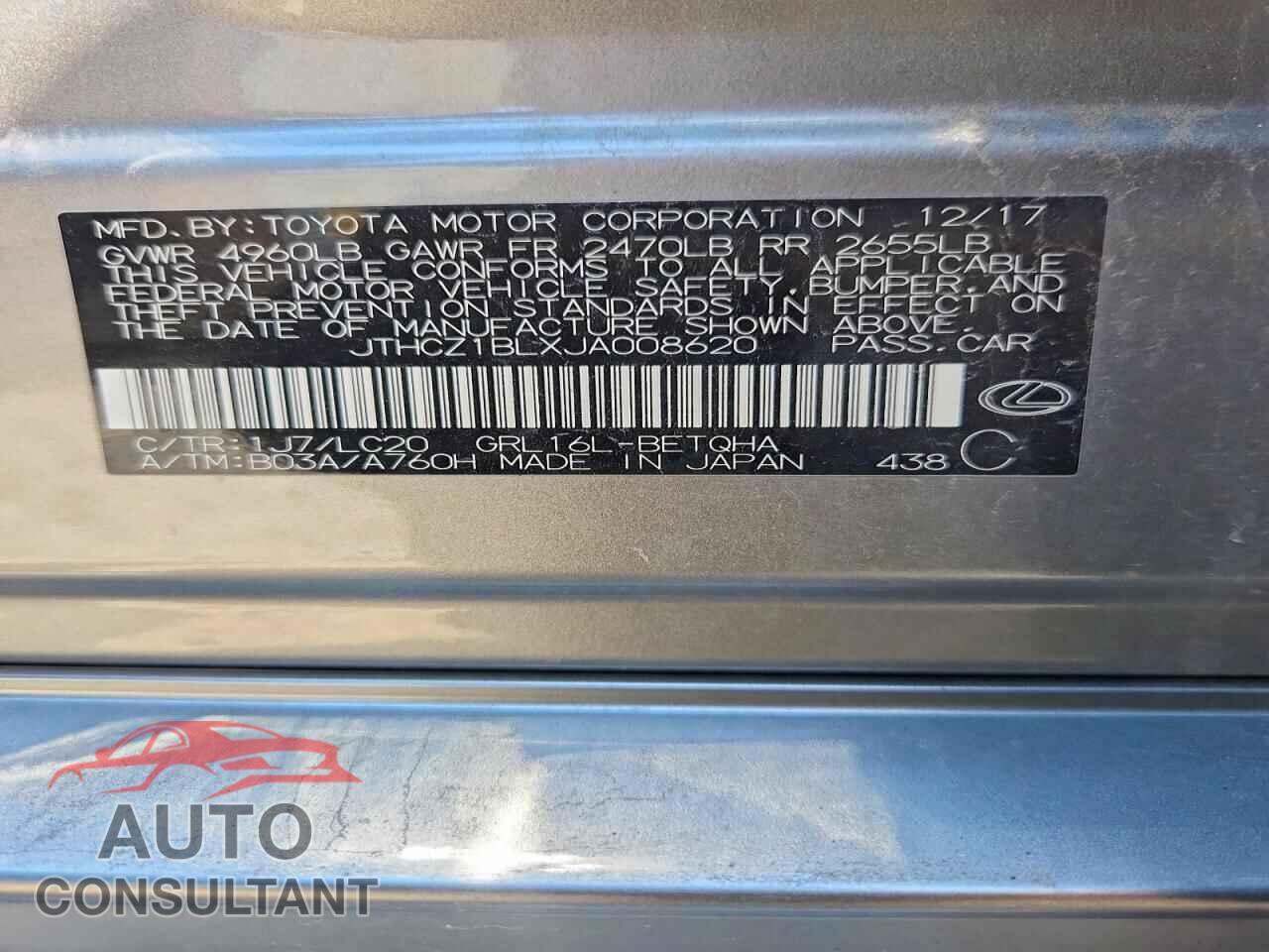 LEXUS GS 2018 - JTHCZ1BLXJA008620