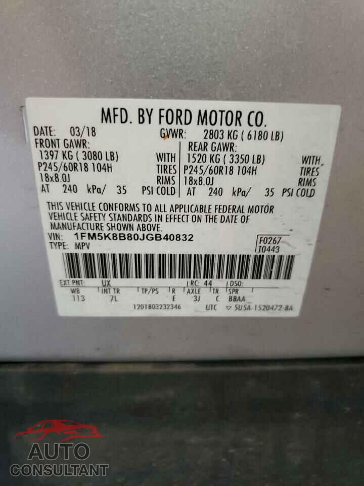 FORD EXPLORER 2018 - 1FM5K8B80JGB40832