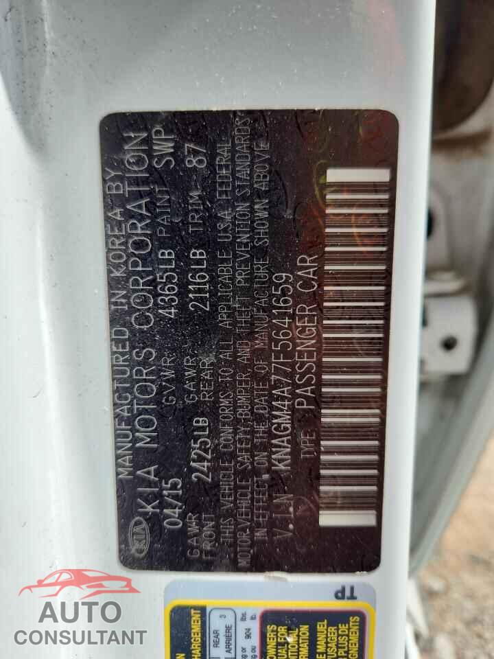 KIA OPTIMA 2015 - KNAGM4A77F5641659