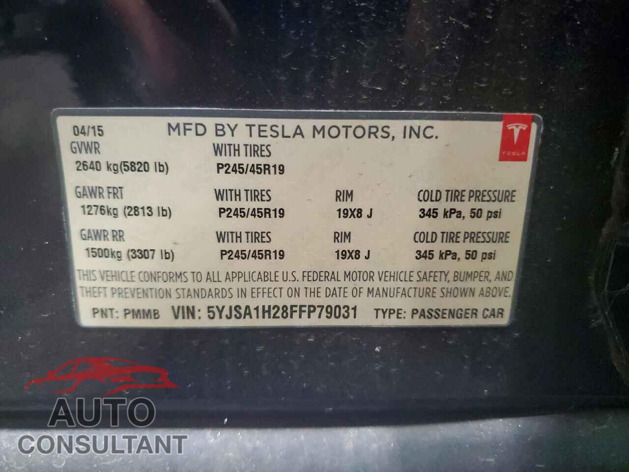 TESLA MODEL S 2015 - 5YJSA1H28FFP79031