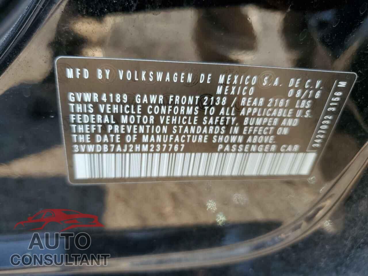 VOLKSWAGEN JETTA 2017 - 3VWDB7AJ2HM237767