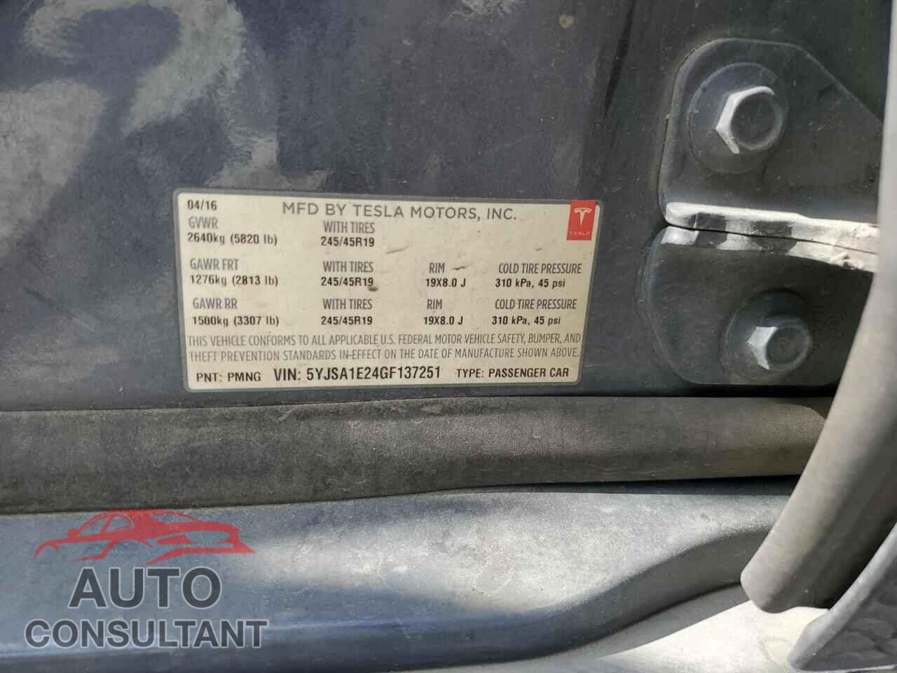 TESLA MODEL S 2016 - 5YJSA1E24GF137251