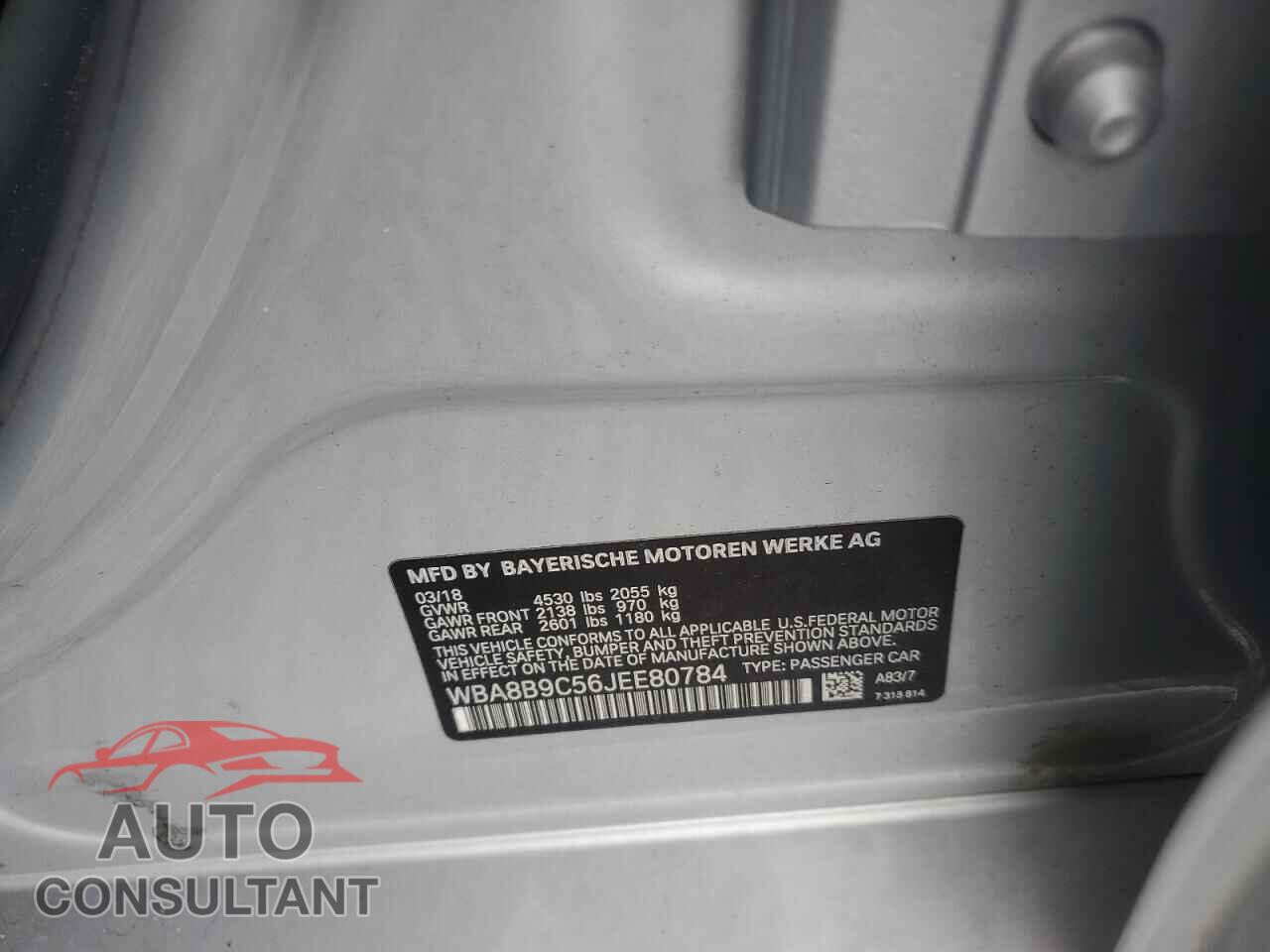BMW 3 SERIES 2018 - WBA8B9C56JEE80784