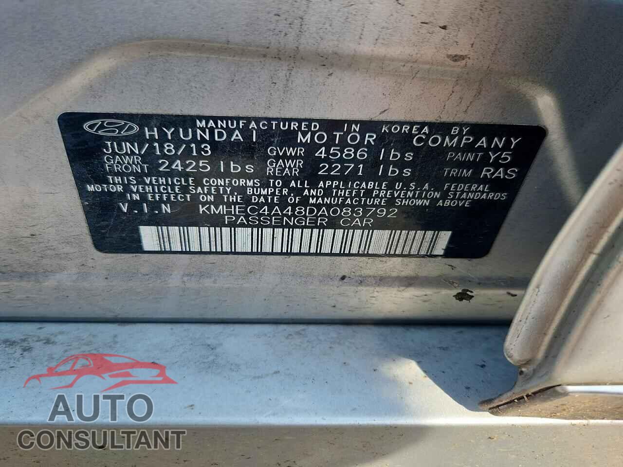 HYUNDAI SONATA 2013 - KMHEC4A48DA083792