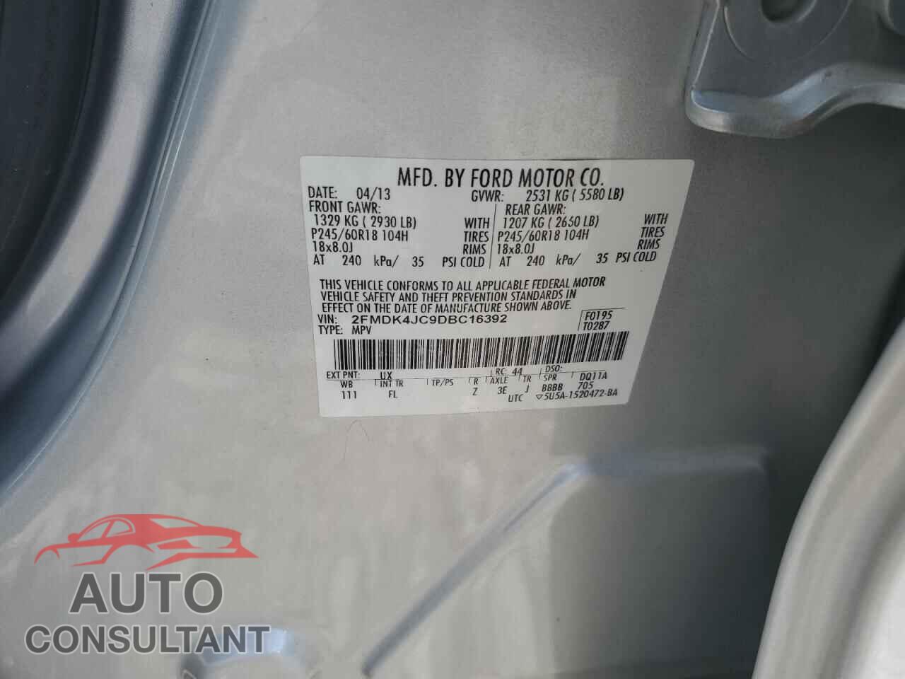 FORD EDGE 2013 - 2FMDK4JC9DBC16392