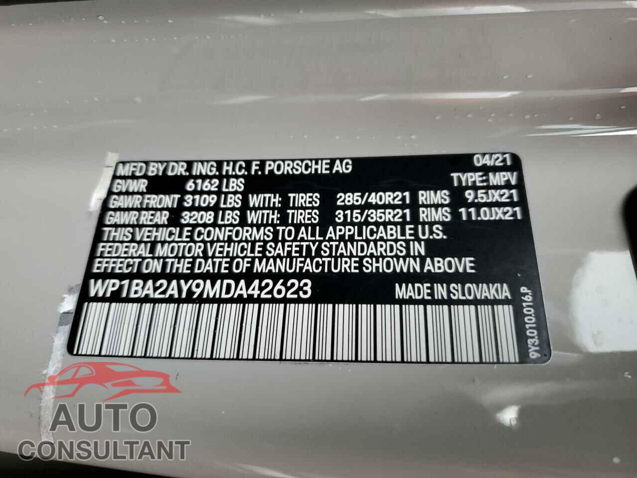 PORSCHE CAYENNE 2021 - WP1BA2AY9MDA42623