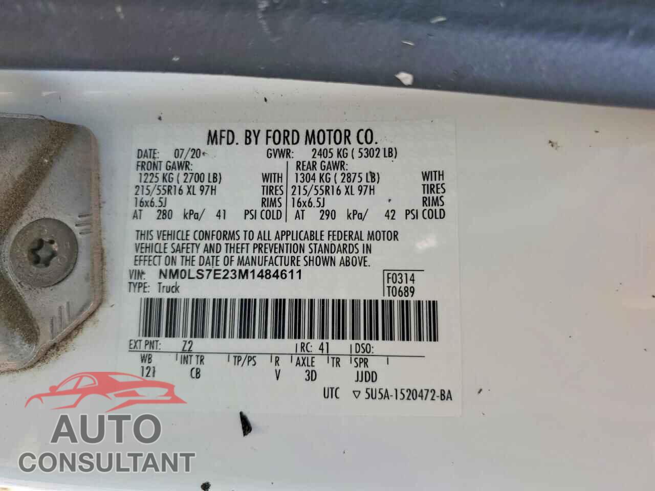FORD TRANSIT 2021 - NM0LS7E23M1484611