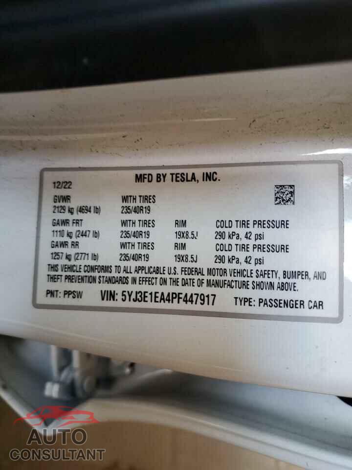 TESLA MODEL 3 2023 - 5YJ3E1EA4PF447917