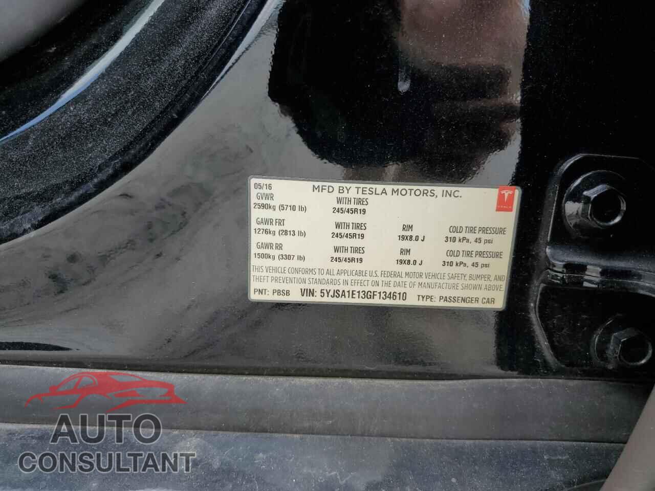 TESLA MODEL S 2016 - 5YJSA1E13GF134610