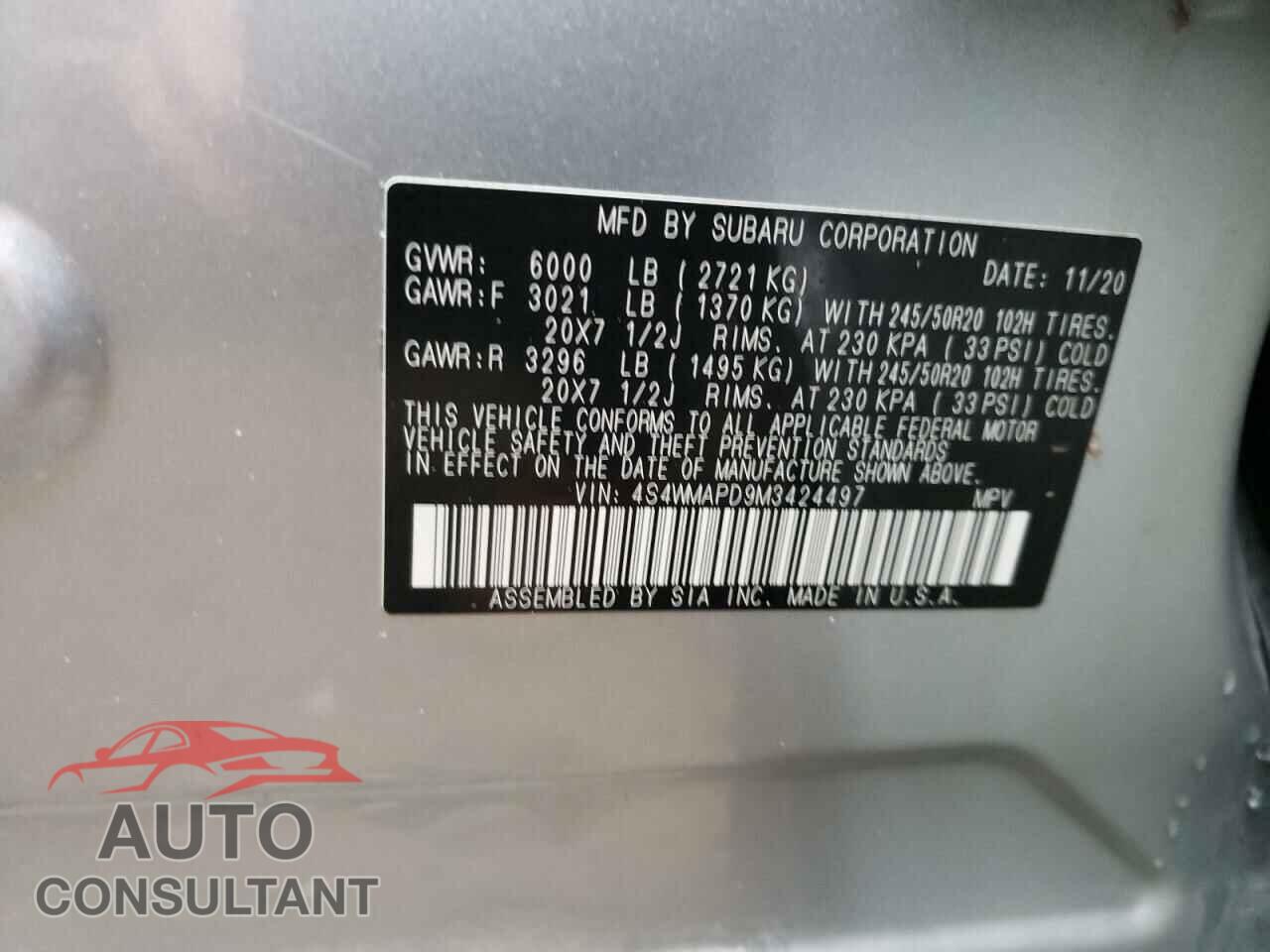 SUBARU ASCENT 2021 - 4S4WMAPD9M3424497