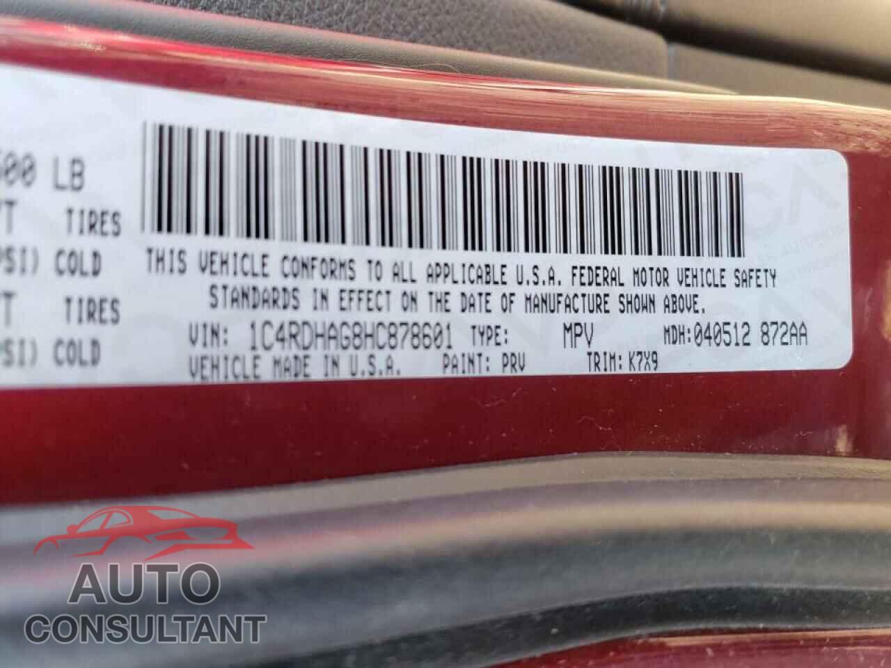 DODGE DURANGO 2017 - 1C4RDHAG8HC878601