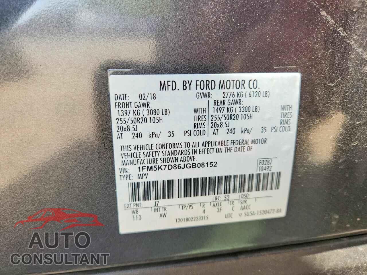 FORD EXPLORER 2018 - 1FM5K7D86JGB08152