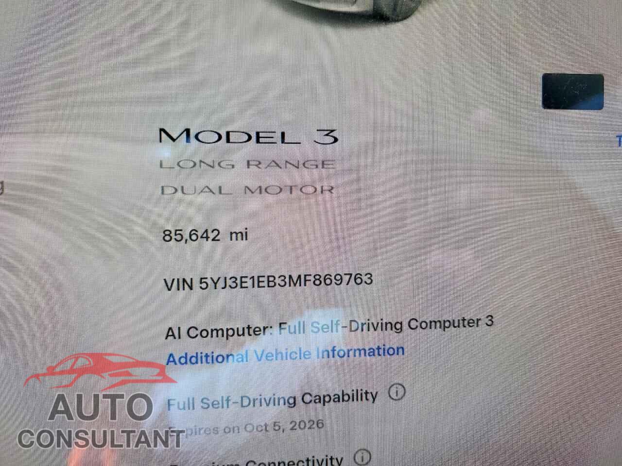 TESLA MODEL 3 2021 - 5YJ3E1EB3MF869763